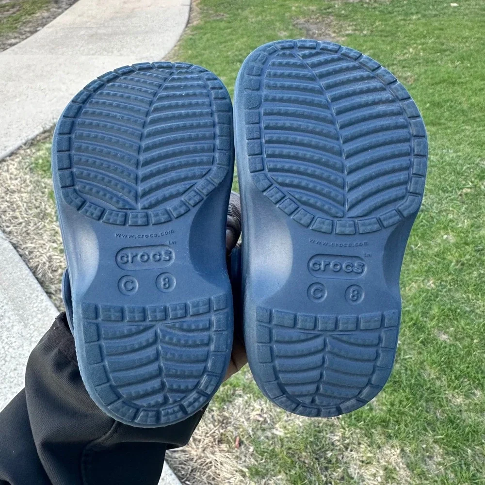 Crocs Kids Baya Lined Fuzzy Clogs Toddler‎ Boy Size 8 Blue Sandals